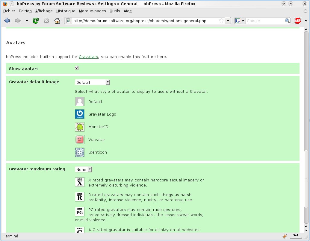 bbPress Gravatar Settings
